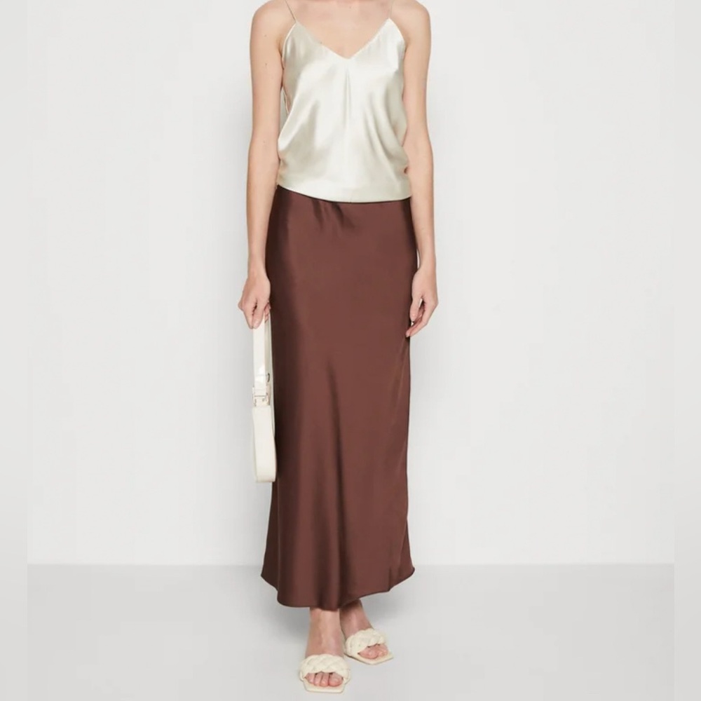 NWOT Abercrombie Brown silk Maxi Skirt